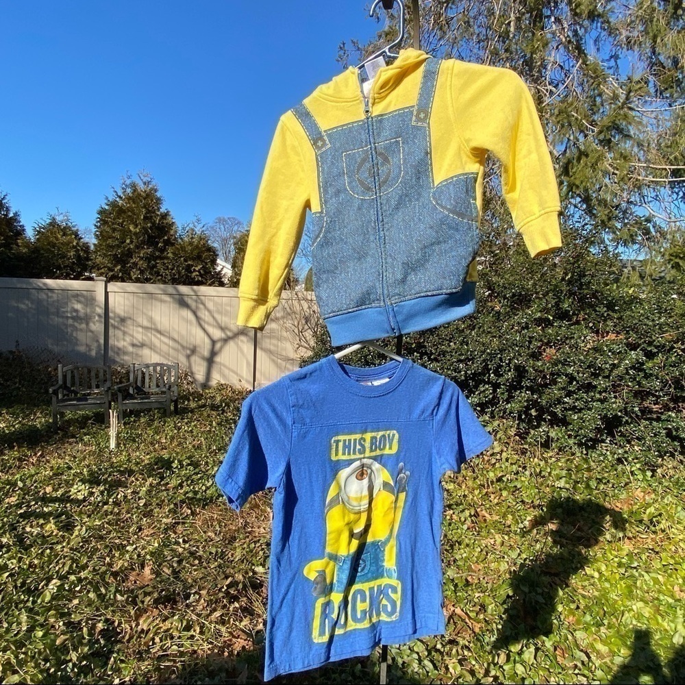 Minion Made Madness with T-shirt M tall and hoodie XS 4/5 for sibling minions.